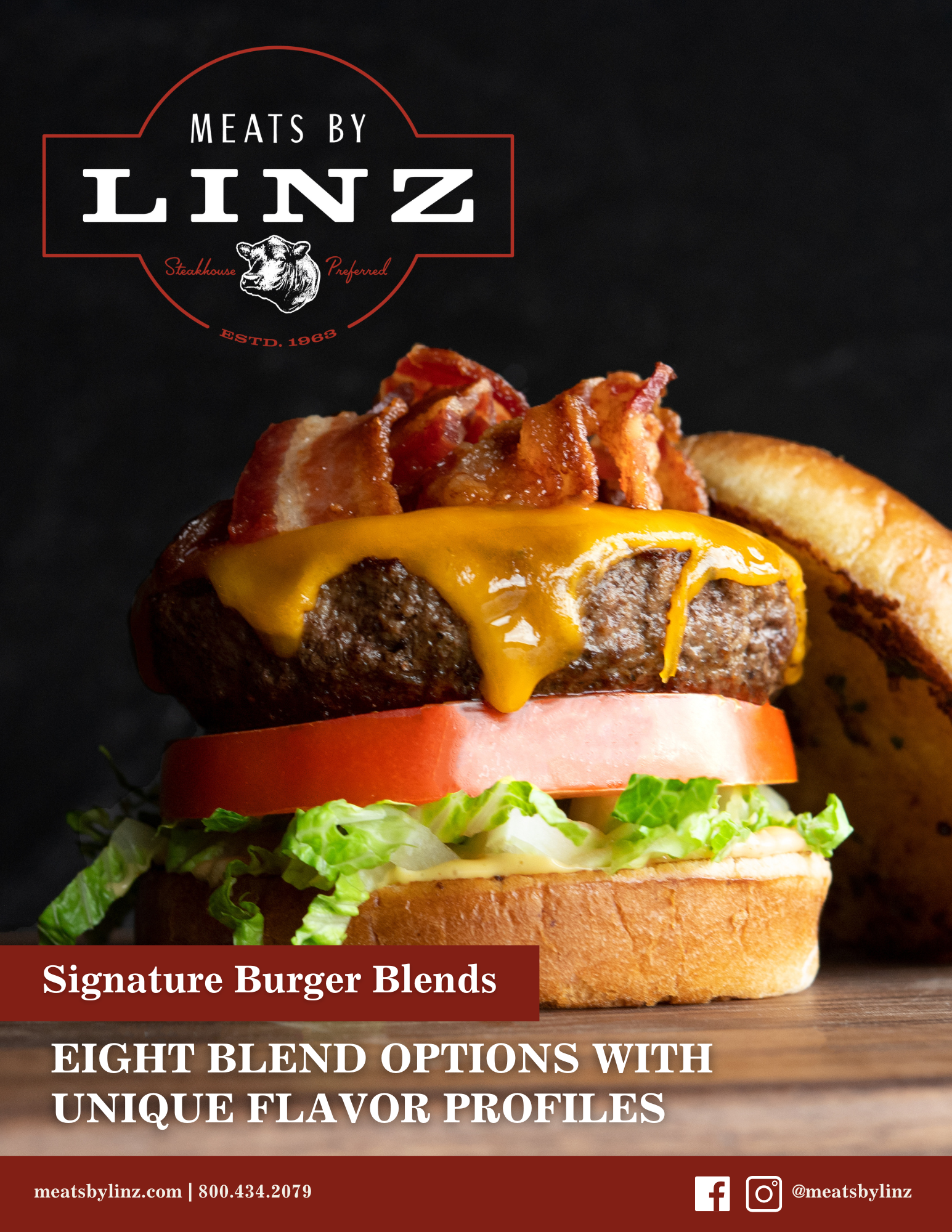 Eight Signtaure Burger Blend Options with unique flavor profiles